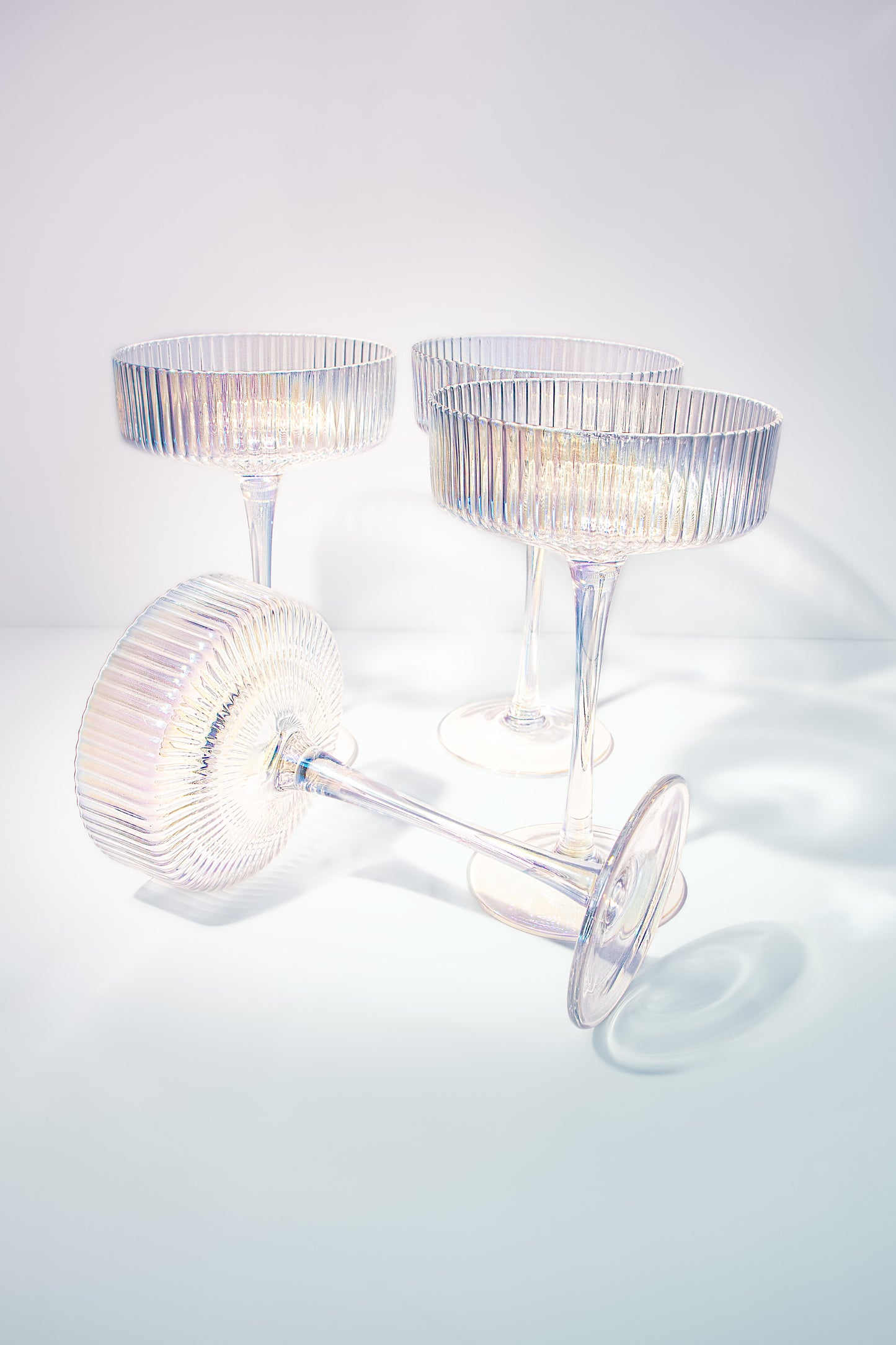 Iridescent Ribbed Cocktail Glasses