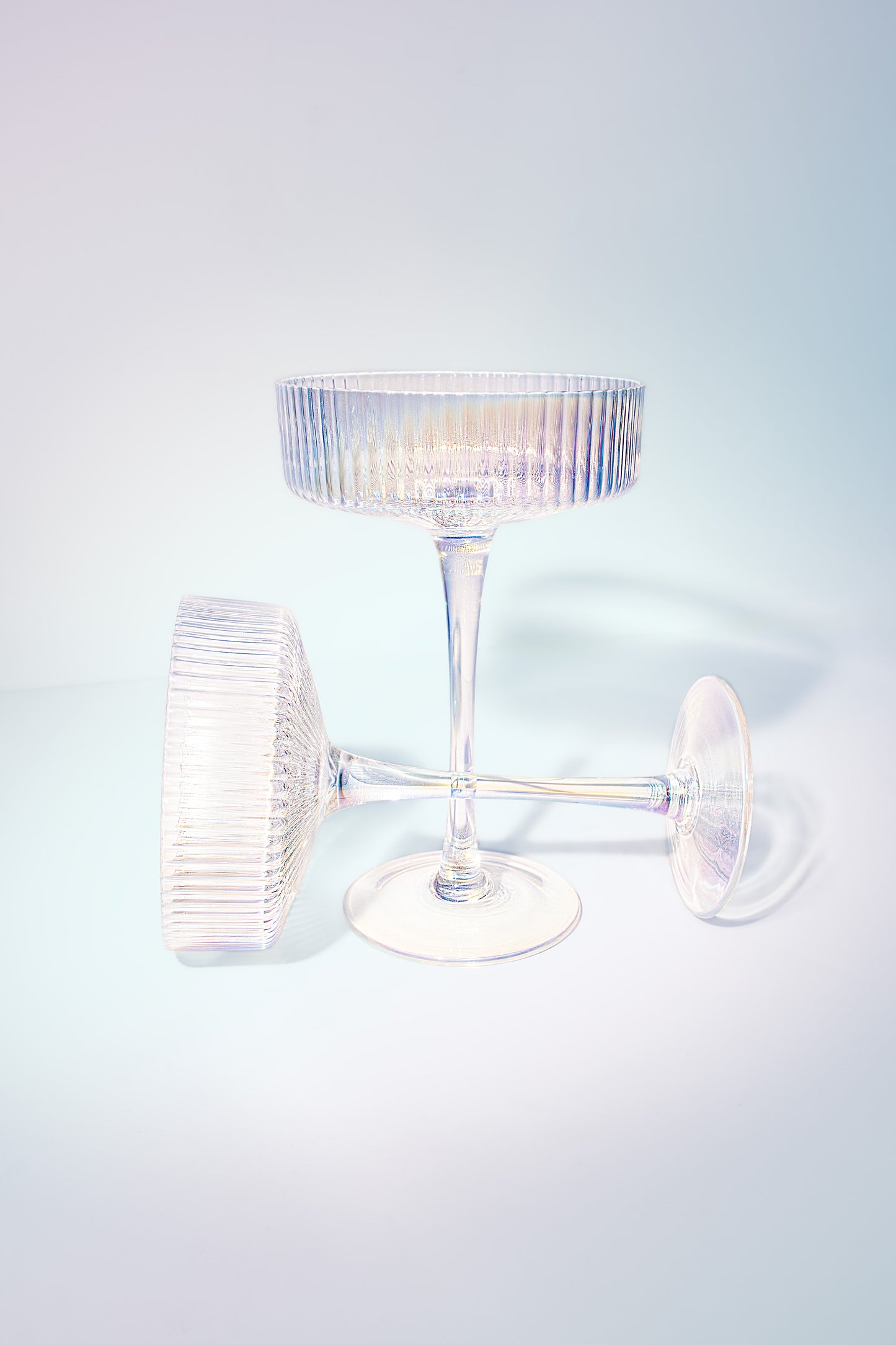 Iridescent Ribbed Cocktail Glasses