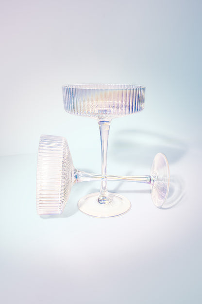 Iridescent Ribbed Cocktail Glasses