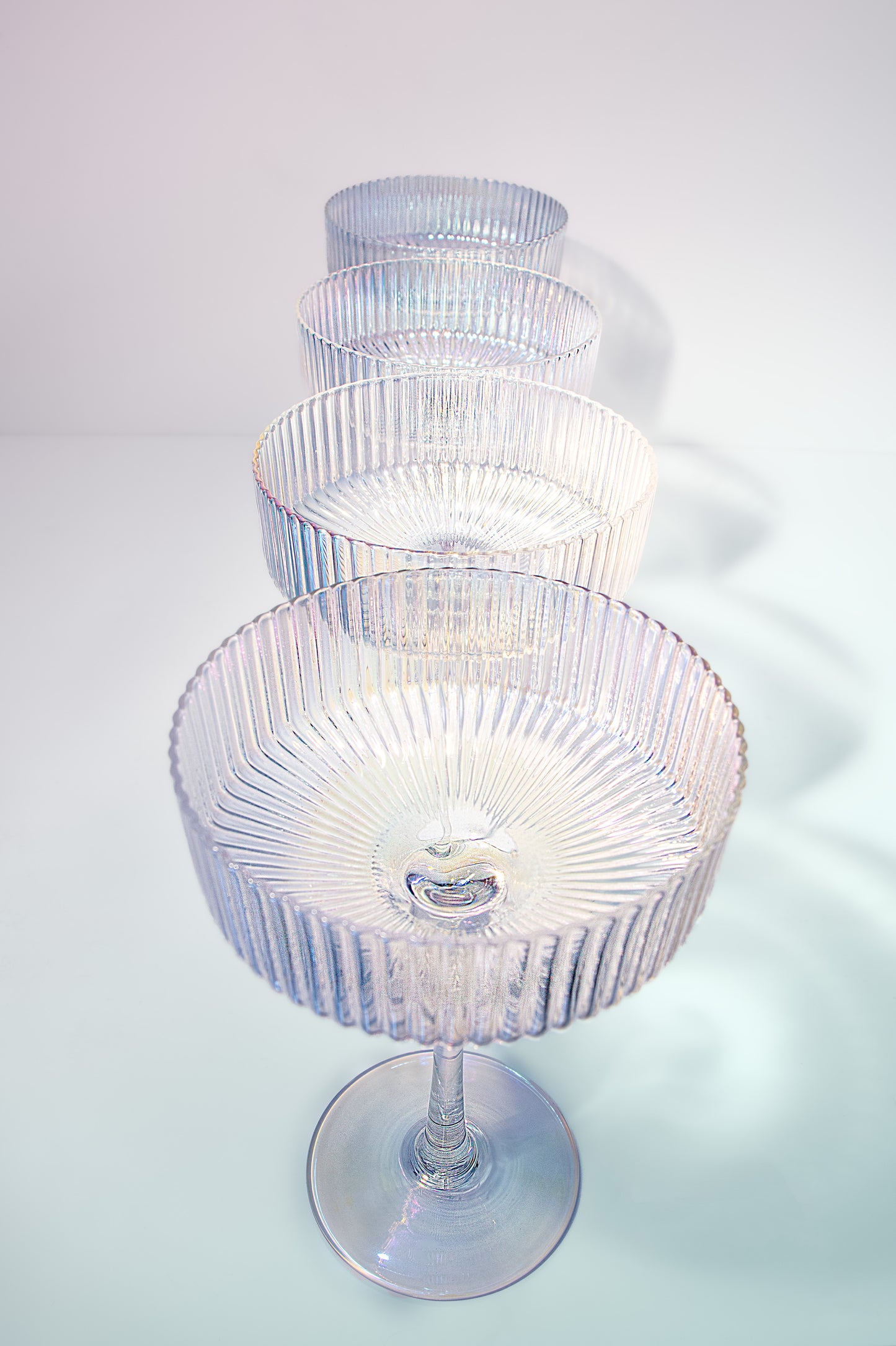 Iridescent Ribbed Cocktail Glasses